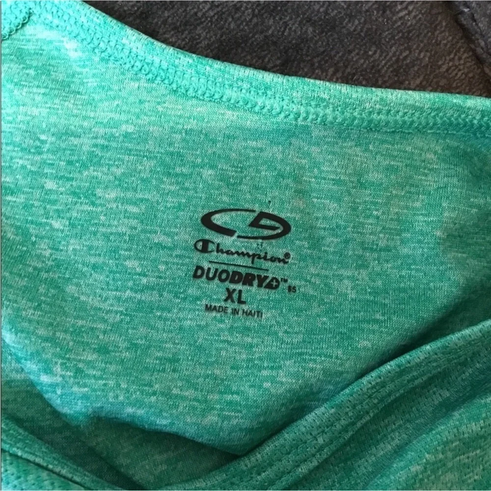 Champion Duodry short sleeve athletic tee Womans size XL green & gray - Picture 6 of 16